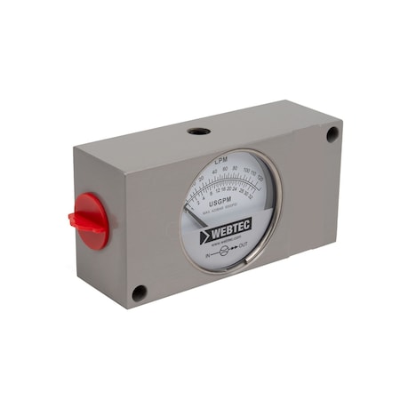 Bailey Inline Flow Meters 1-32 Gpm, 6000 PSI, 3/4 in NPTf Ports, 1/4 NPTf Port 221590